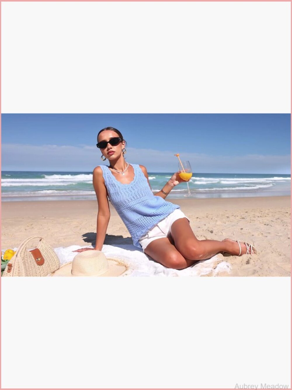 Crochet Tank Top Sleeveless Sweater Vest Boho Beach Vacation - Picture 7 of 7
